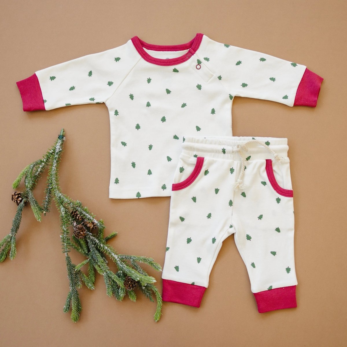 Tiny Trees Christmas Organic Cotton Lounge Set Little Joy Co. Everetts Place Boutique