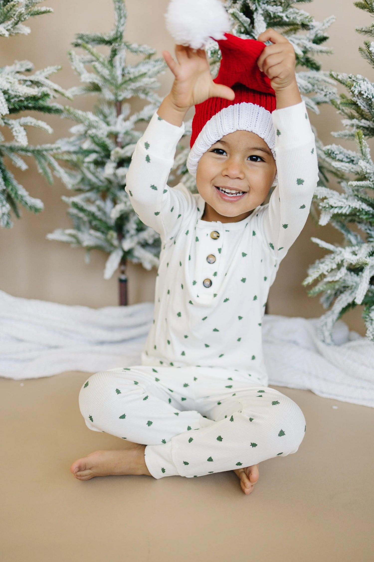 Little Joy Co. Tiny Trees Ribbed Bamboo 2pc Henley Pajamas For Kids - Apparel & Accessories > Clothing > Sleepwear & Loungewear > Pajamas