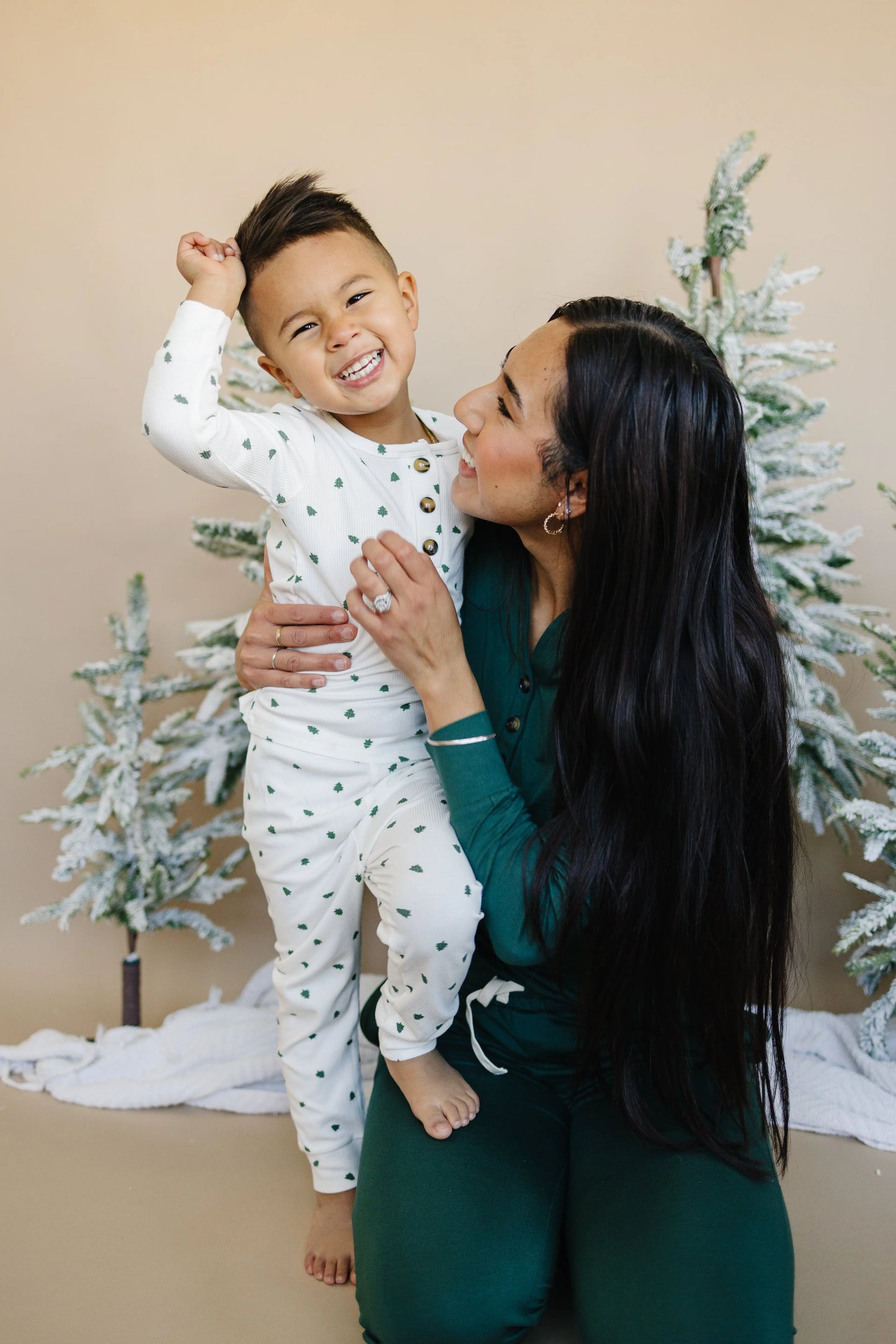 Tiny Trees Ribbed Bamboo 2pc Henley Pajamas For Kids Little Joy Co. Everetts Place: Online Boutique