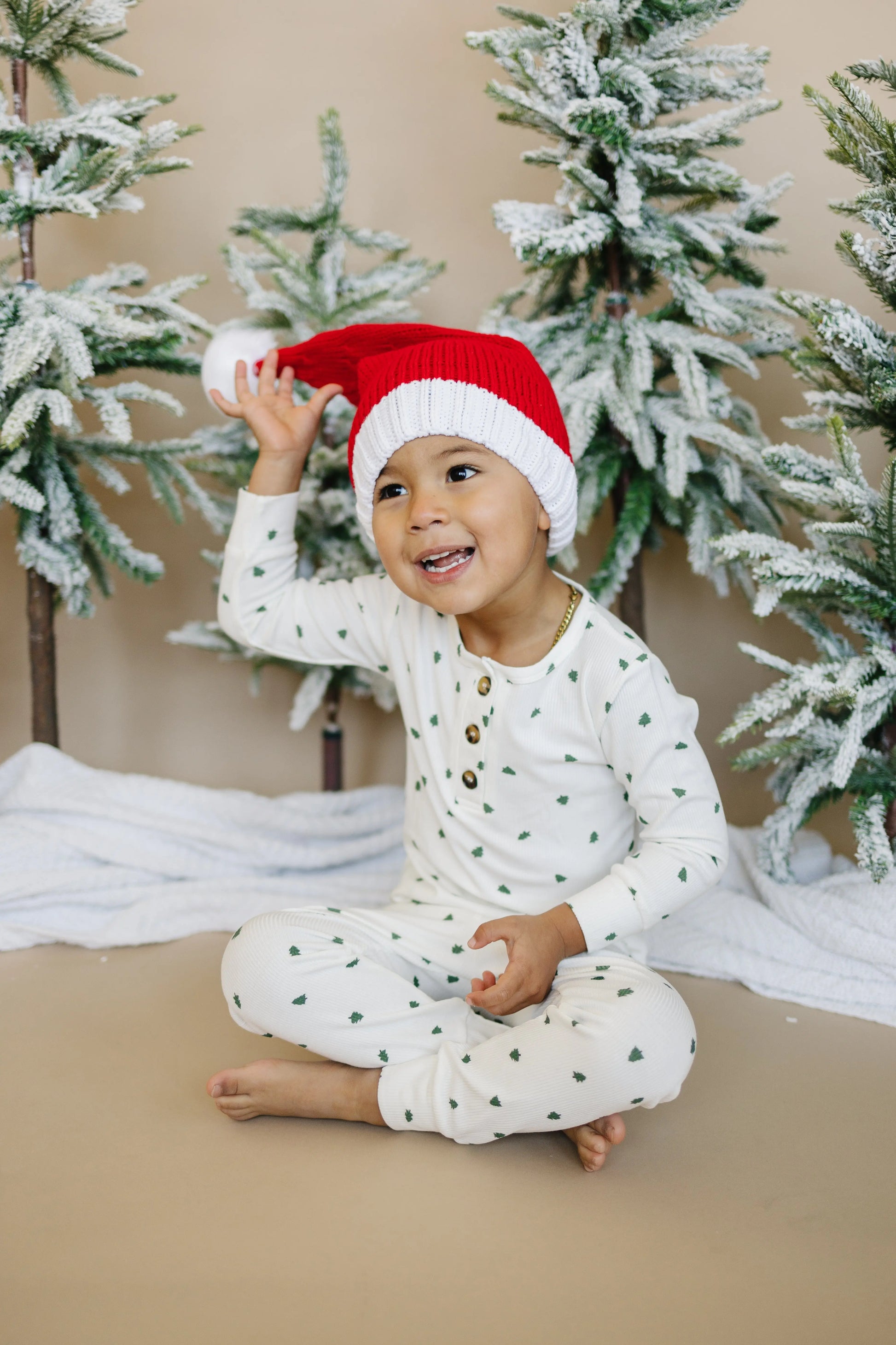 Tiny Trees Ribbed Bamboo 2pc Henley Pajamas For Kids Little Joy Co. Everetts Place: Online Boutique