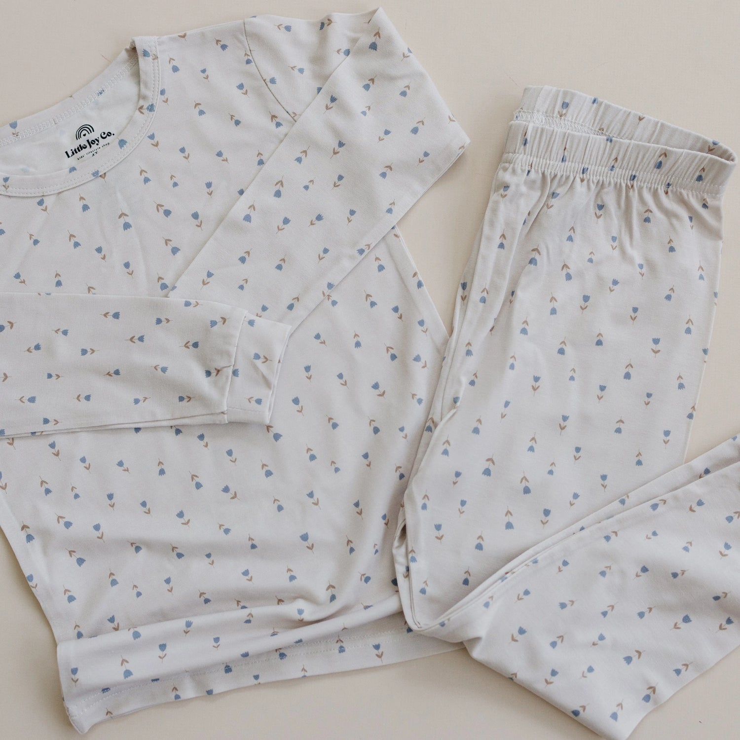 Little Joy Co. Tiny Tulips Bamboo Pajamas 2Pc Comfort Sleepwear Set - Apparel & Accessories > Clothing > Sleepwear & Loungewear > Pajamas
