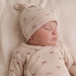 Organic Kimono Infant Sleep Gown - Tiny Bows by Makemake Organics
