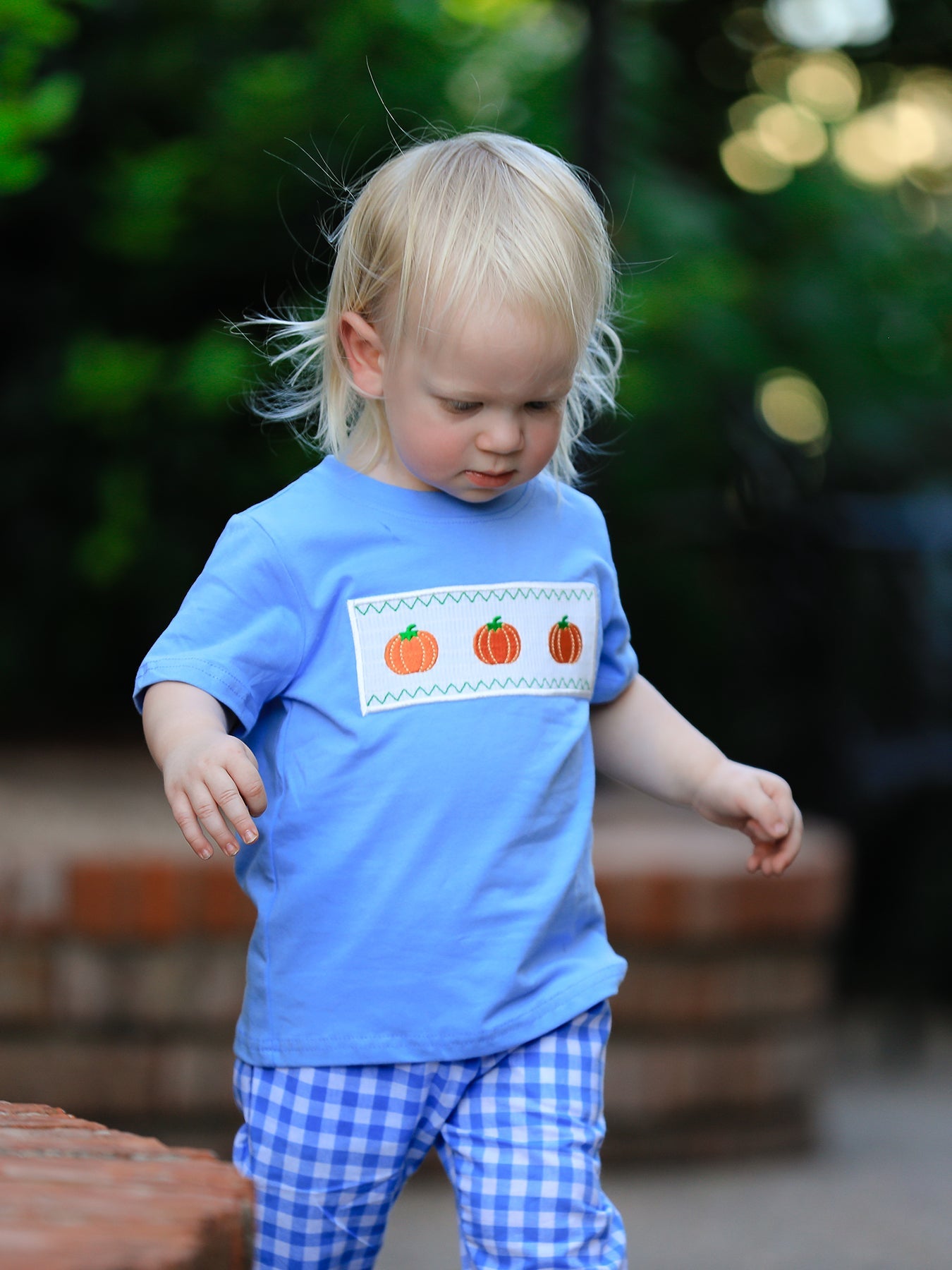 Cotton Two-Piece Set - Pumpkin Smock Embroidery