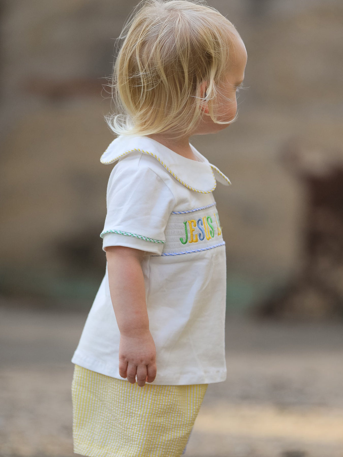 "Jesus Loves Me "Embroidered Toddler Boys'Set by Rylee Faith Designs at Everetts Place