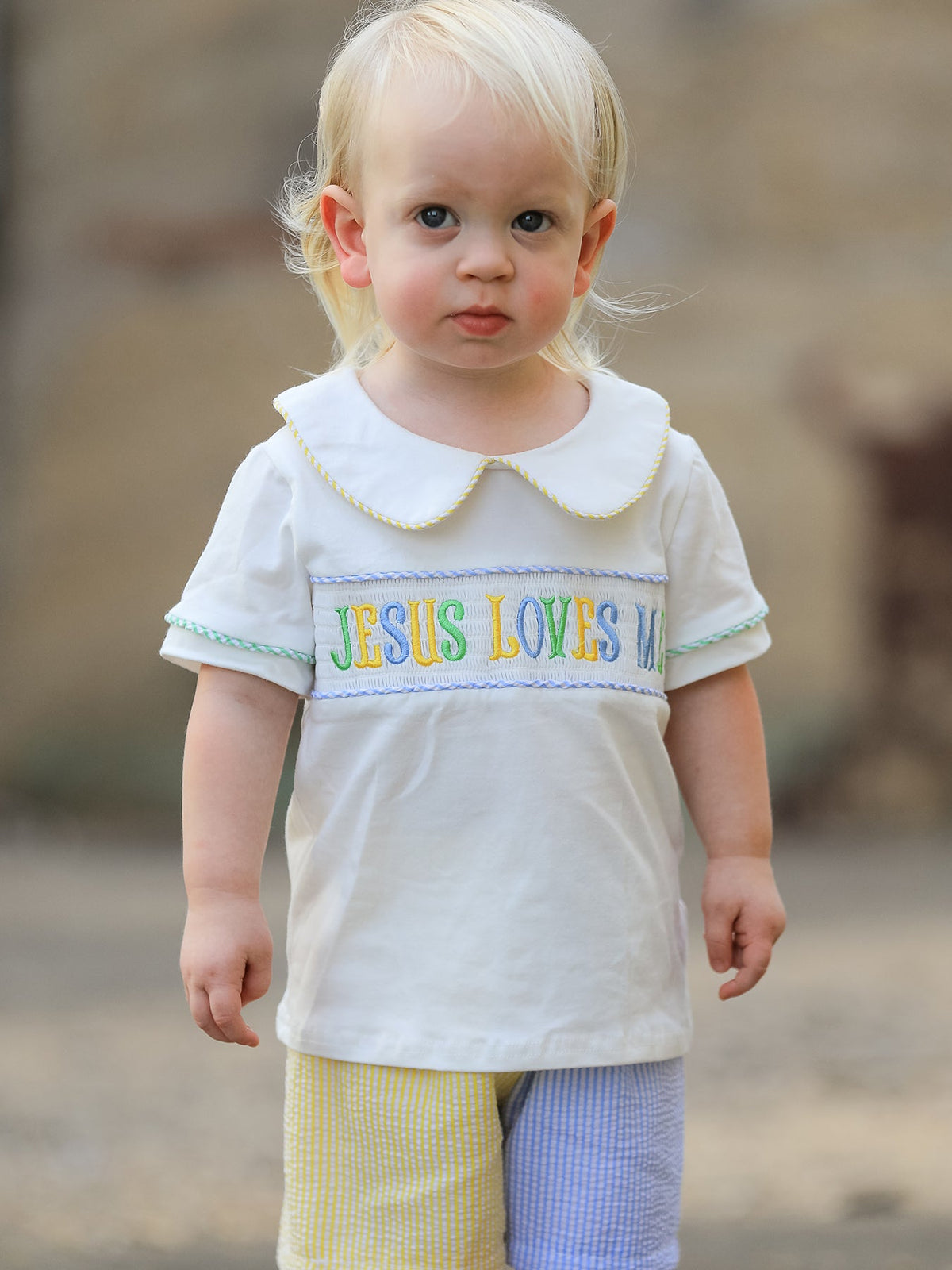 "Jesus Loves Me "Embroidered Toddler Boys'Set by Rylee Faith Designs at Everetts Place