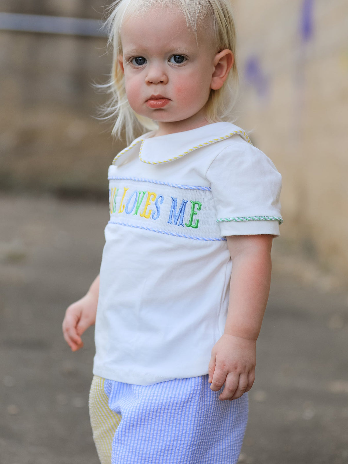 "Jesus Loves Me "Embroidered Toddler Boys'Set by Rylee Faith Designs at Everetts Place