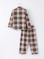 Toddler Girls Christmas Plaid Set With Santa Applique - Everetts Place Boutique - 