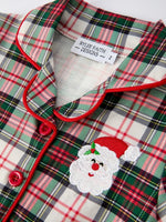 Toddler Girls Christmas Plaid Set With Santa Applique - Everetts Place Boutique - 