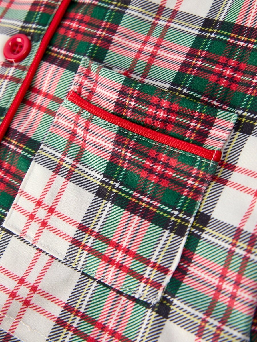 Toddler Girls Christmas Plaid Set With Santa Applique - Everetts Place Boutique - 