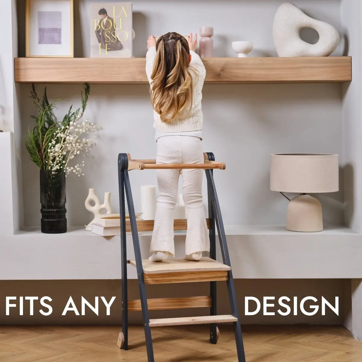 Goodevas Toddler Step Tower - A Step Stool for Kids in Graphite - Baby & Toddler > Baby Safety > Baby Safety Rails