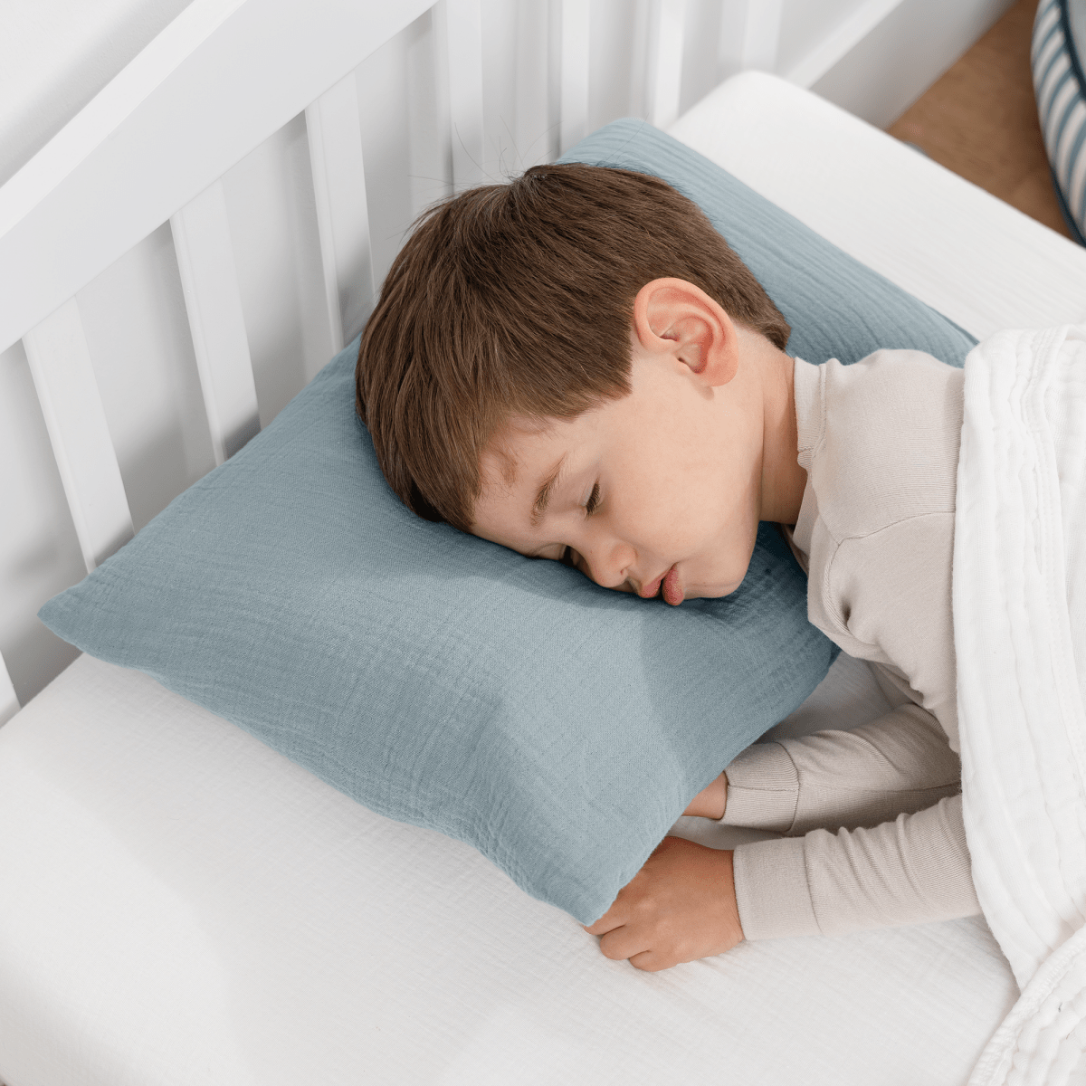 Toddler Pillow With Soft Muslin Pillow Case In Pacific Blue - Everetts Place Boutique - 