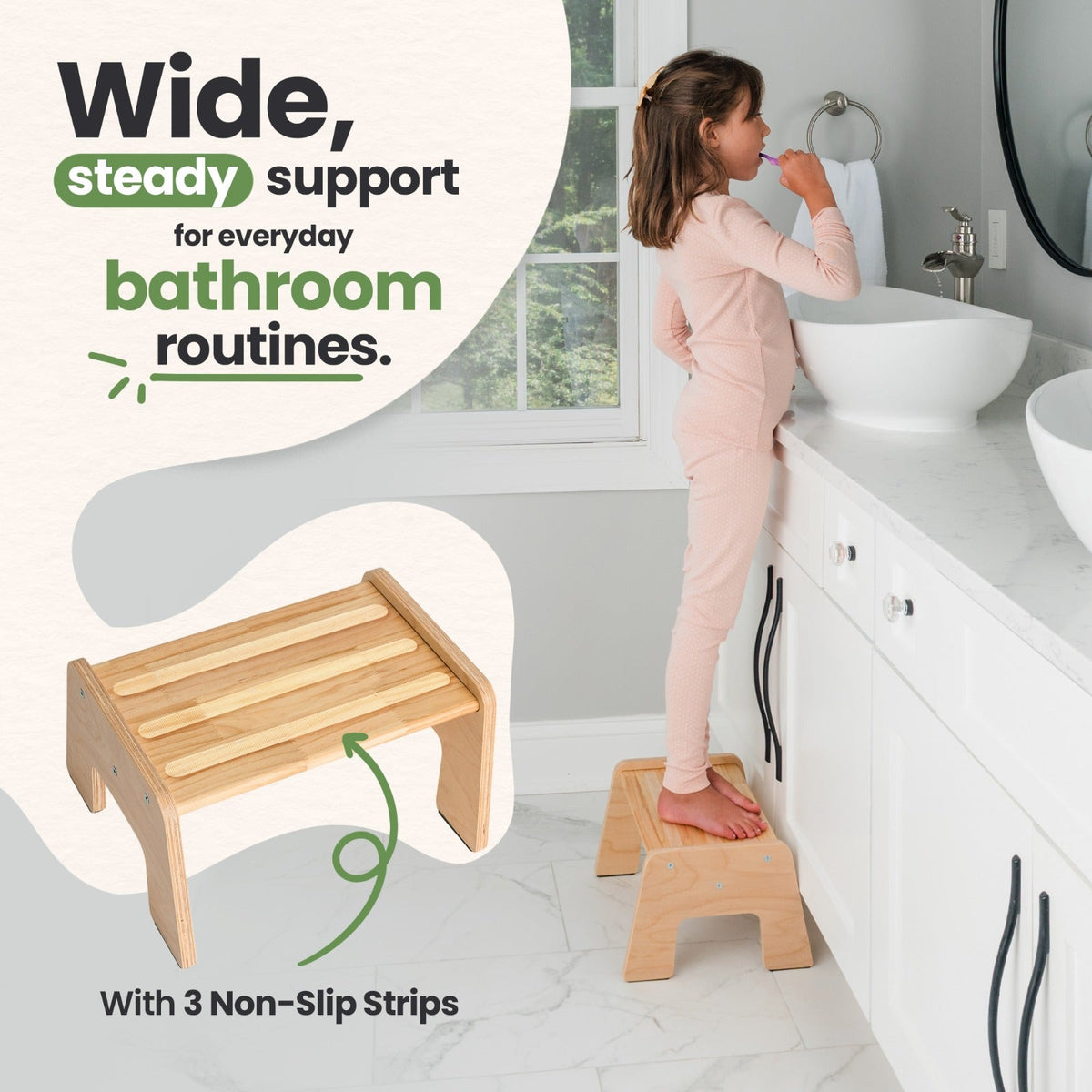 Wooden Kids Step Stool - 1-Step Multi-Purpose by Ocodile.com