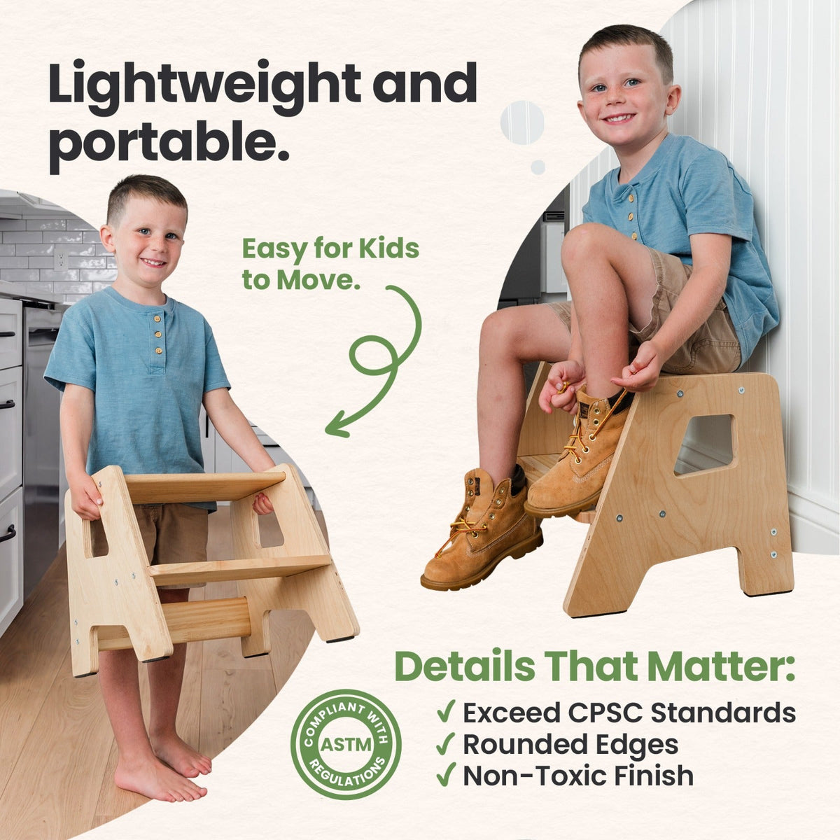 Solid Hardwood 2-Step Toddler Step Stool by Ocodile.com