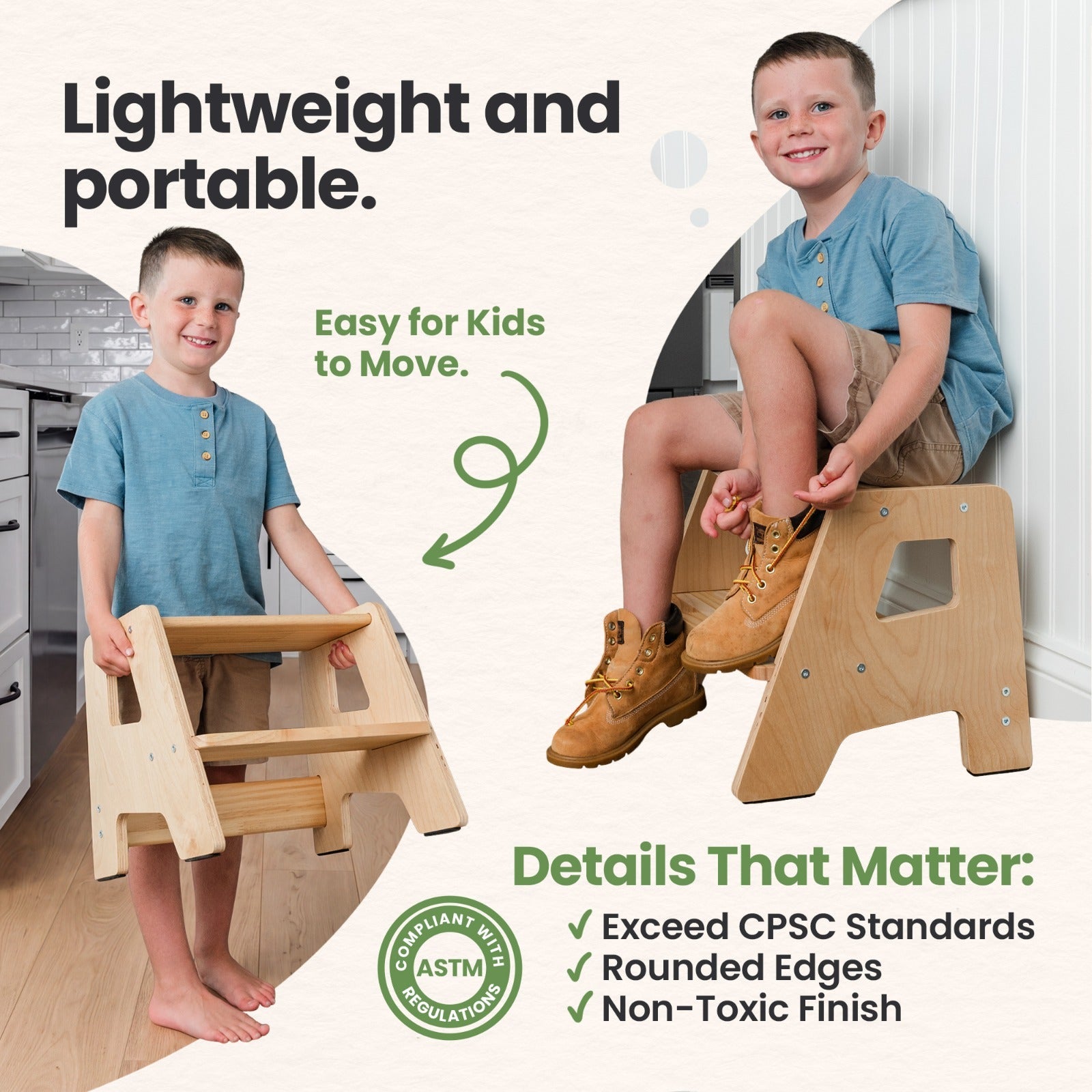 Solid Hardwood 2-Step Toddler Step Stool by Ocodile.com