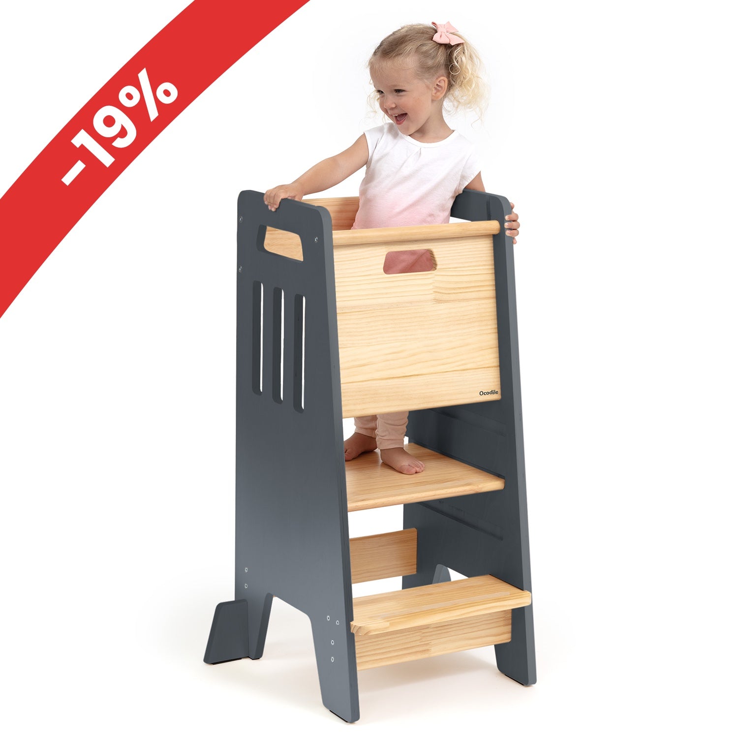 Standing Toddler Tower with Sliding Safety Door