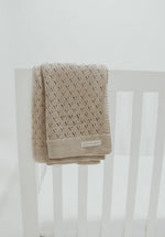 Toffee Pointelle Knit Baby Blanket By Little Mae Co Little Mae & Co Everetts Place: Online Boutique