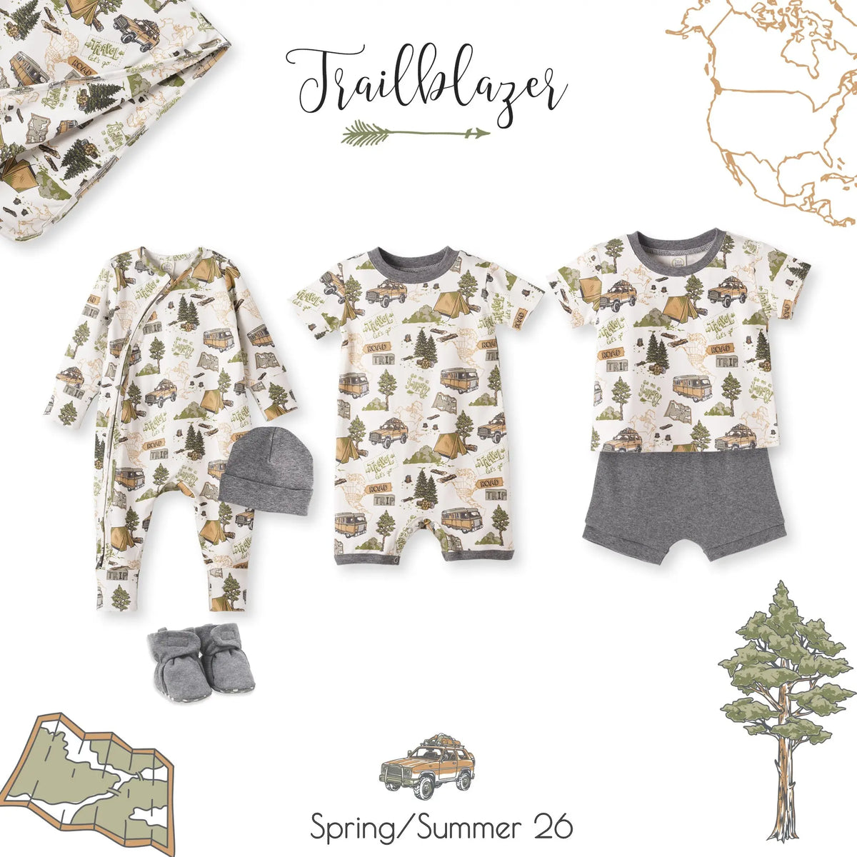 Trailblazer Soft Bamboo Shortall Romper for Baby Boys Tesa Babe 