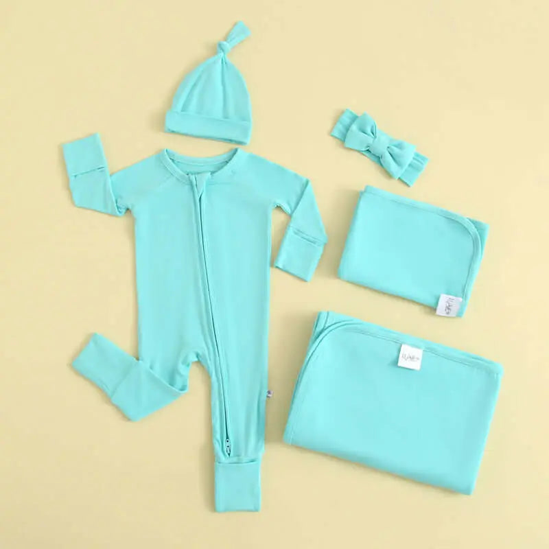 Luxie Charm Tranquil Turquoise Zippered Baby Romper - Everetts Place Boutique - 
