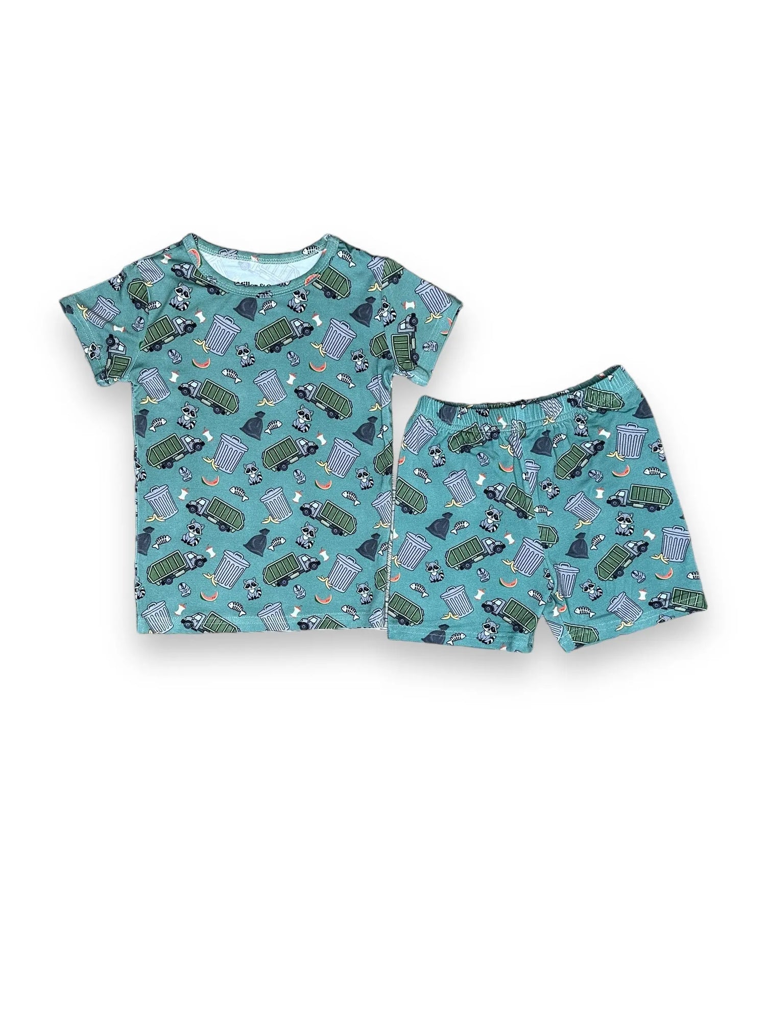 Trash Truck, Bamboo Two Piece Short Sleeve & Shorts Pajama Set Miller & Co. Everetts Place Boutique