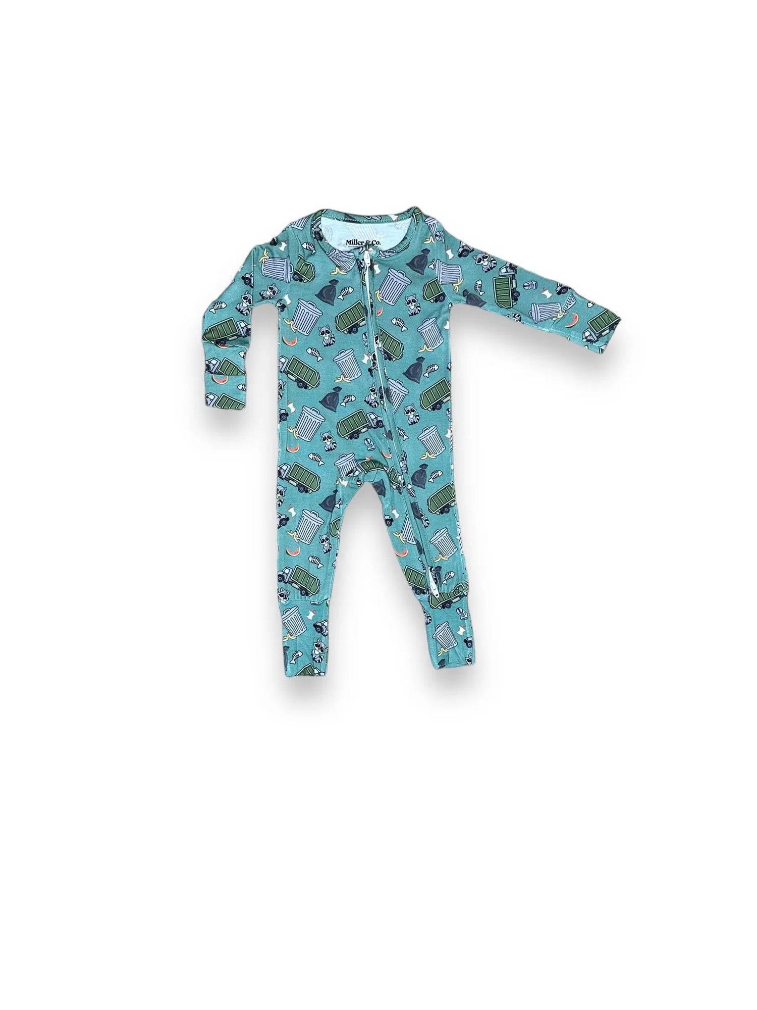 Trash Truck, Bamboo Zipper Footie Miller & Co. Everetts Place Boutique