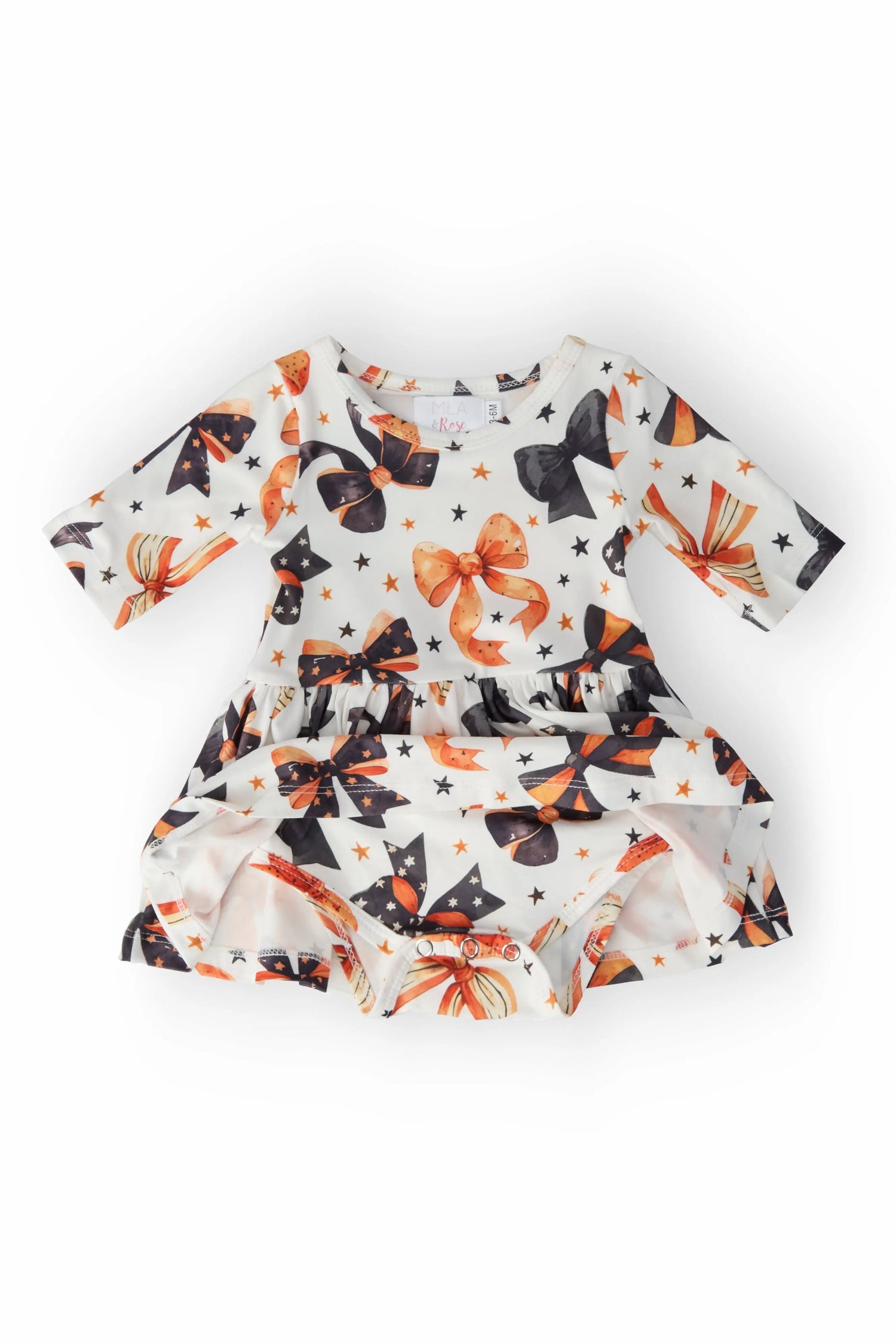 Trick Or Twirl 3/4 Sleeve Baby Bodysuit With Snap Closure Mila & Rose ® Everetts Place: Online Boutique