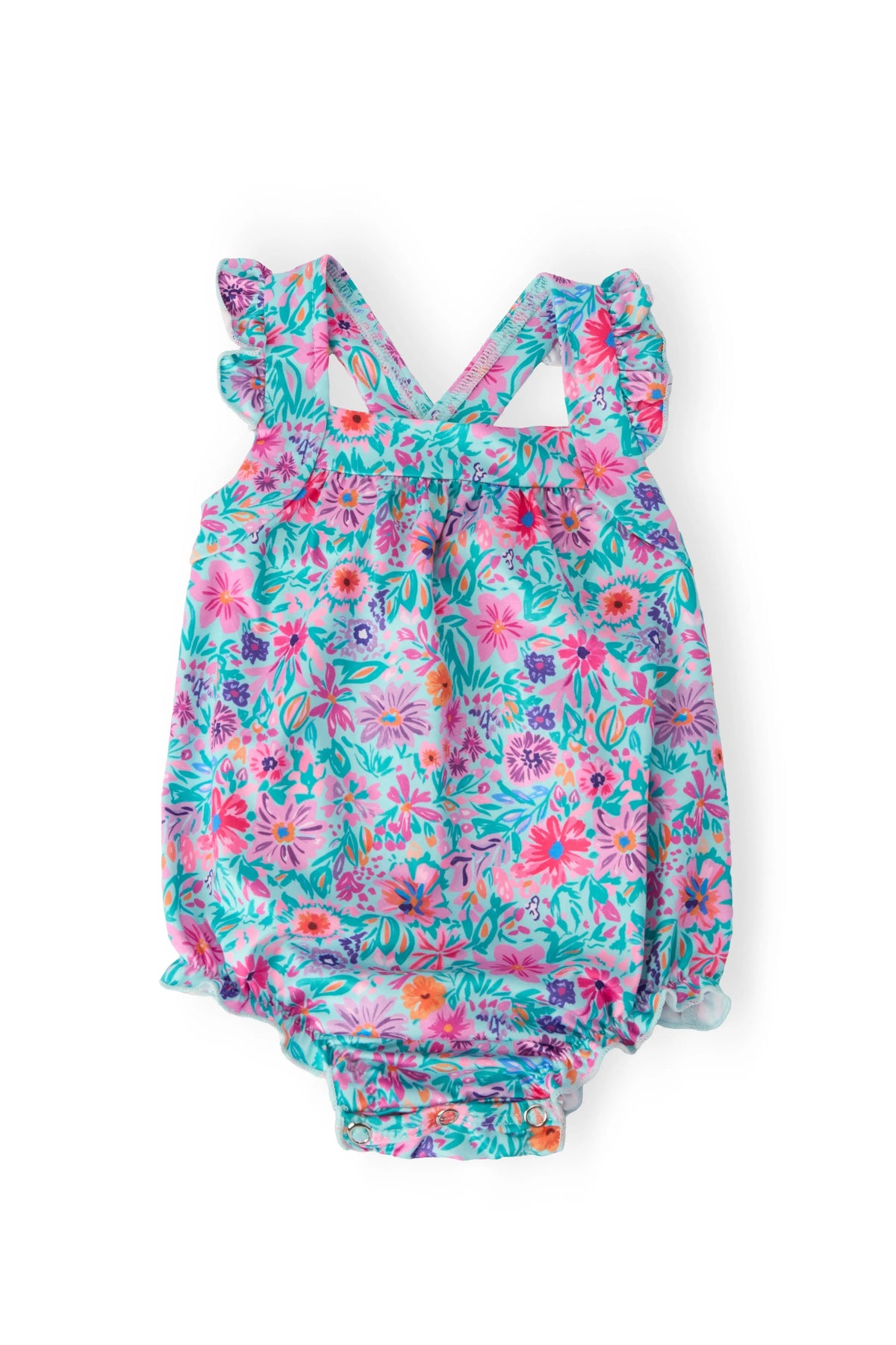 Mila & Rose ® Tropical Garden Ruffle Cross Back Romper - 