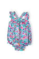 Mila & Rose ® Tropical Garden Ruffle Cross Back Romper - 