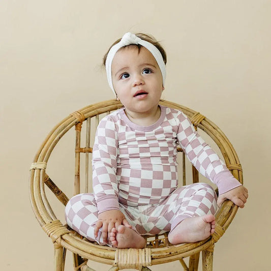 Tropical Haze Check 2pc Bamboo Pajama Set Soft Comfort Fit Little Joy Co. Everetts Place: Online Boutique