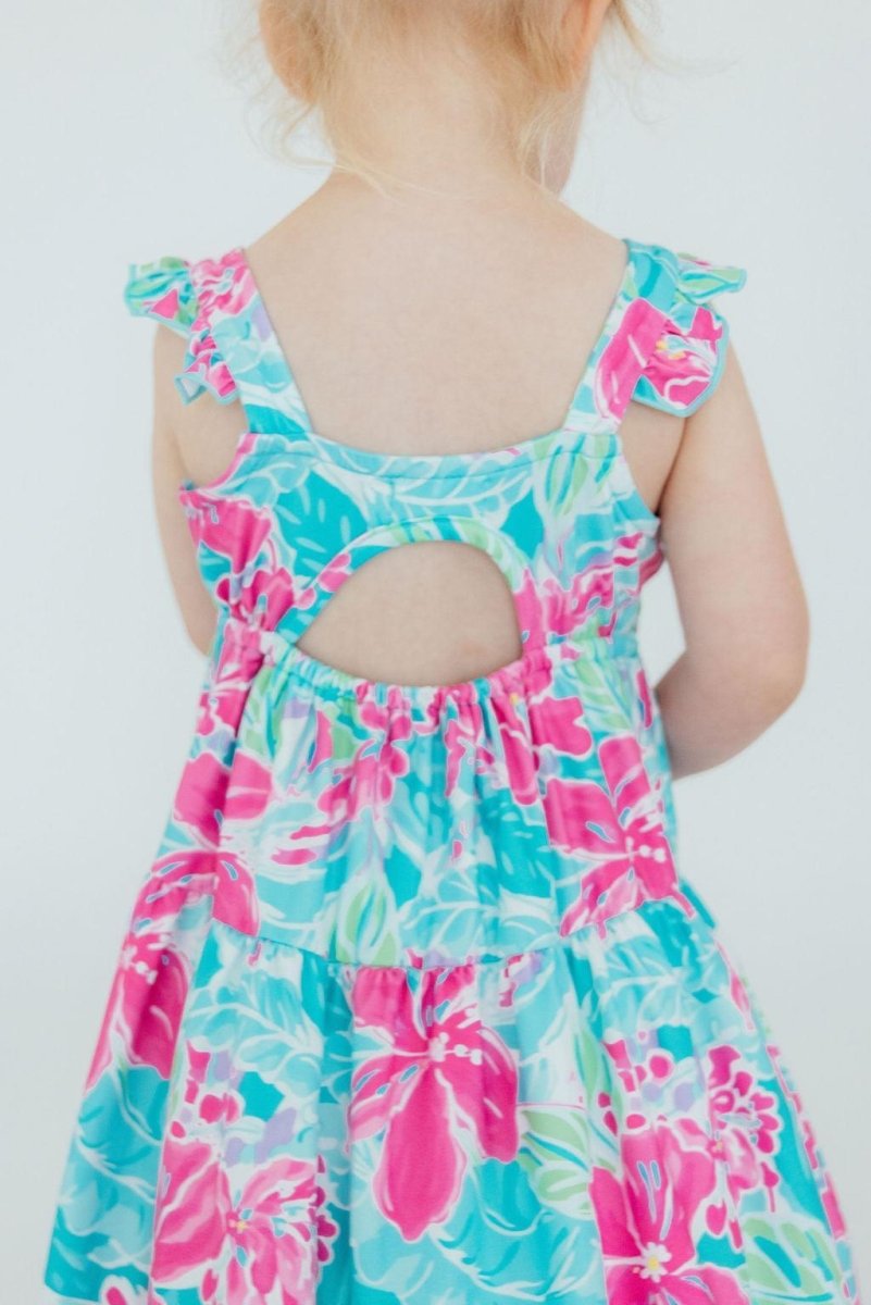 Tropical Punch Ruffle Maxi Dress For Summer Beach Wear - Everetts Place Boutique - 