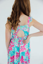 Tropical Punch Ruffle Maxi Dress For Summer Beach Wear - Everetts Place Boutique - 
