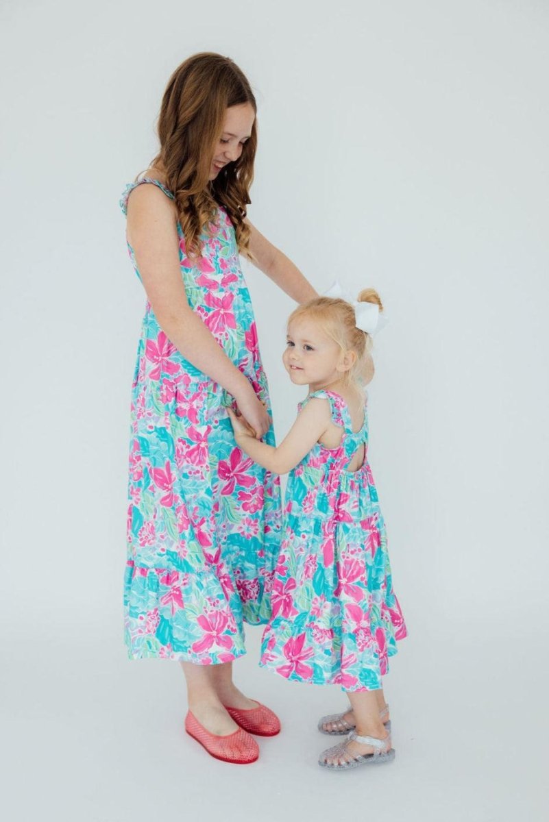 Tropical Punch Ruffle Maxi Dress For Summer Beach Wear - Everetts Place Boutique - 