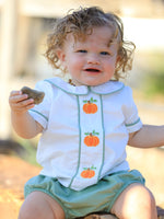 Cotton Applique Plaid Boys Bloomers Romper Set by Rylee Faith Designs