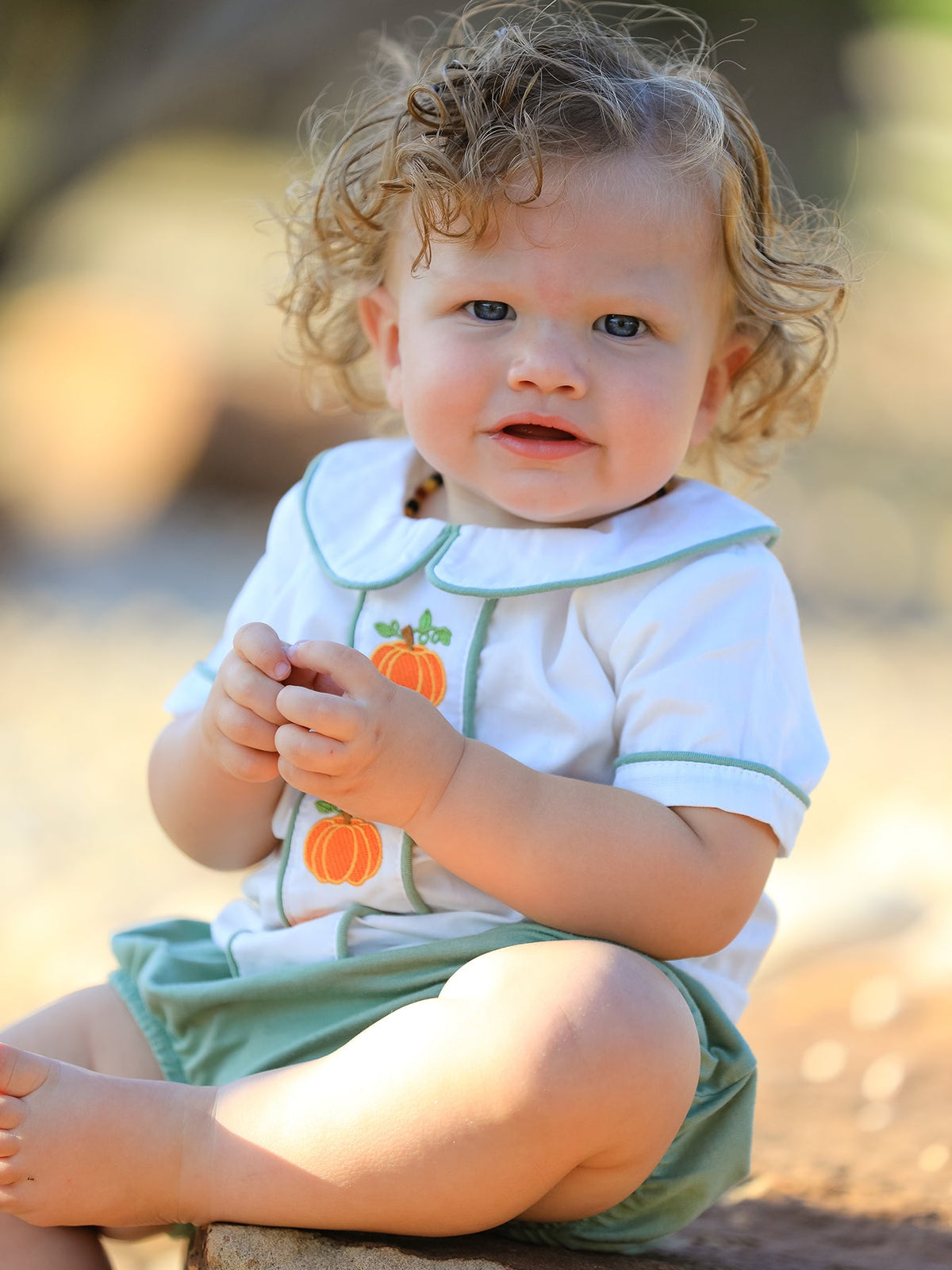 Cotton Applique Plaid Boys Bloomers Romper Set by Rylee Faith Designs