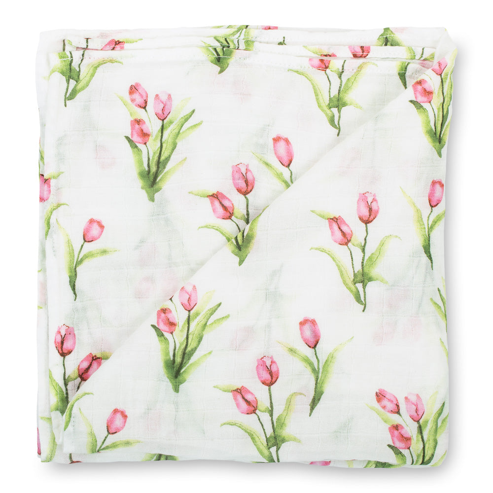 Tulip Garden Swaddle Blanket by LollyBanks