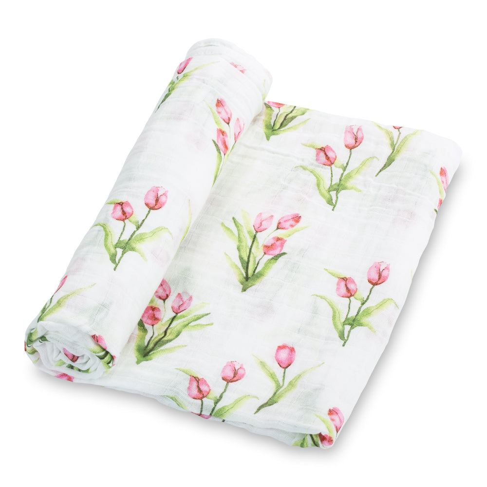 Tulip Garden Swaddle Blanket by LollyBanks
