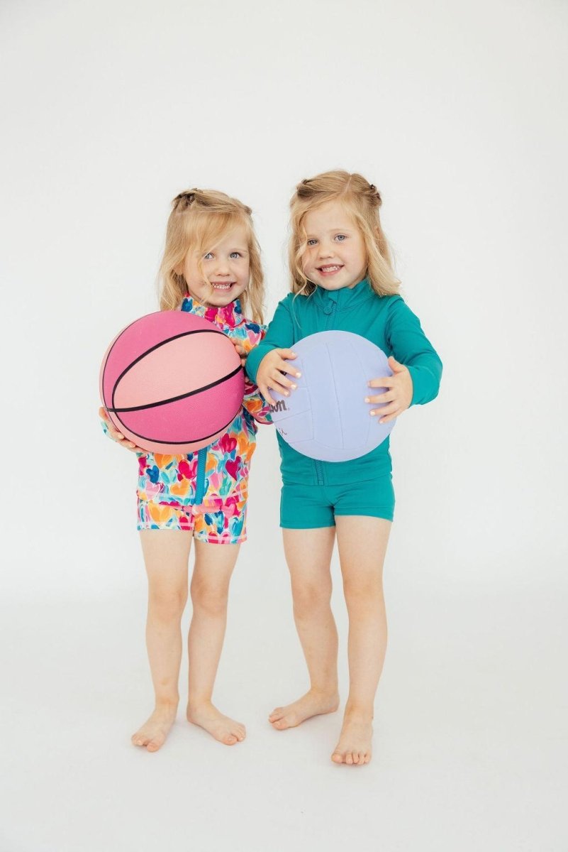 Turbo Teal Full Zip Ruffle Active Jacket For Girls - Everetts Place Boutique - Active Jacket