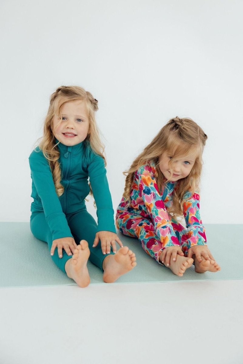 Turbo Teal Full Zip Ruffle Active Jacket For Girls - Everetts Place Boutique - Active Jacket