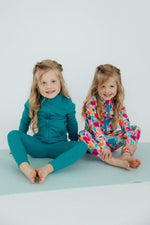 Turbo Teal Full Zip Ruffle Active Jacket For Girls - Everetts Place Boutique - Active Jacket