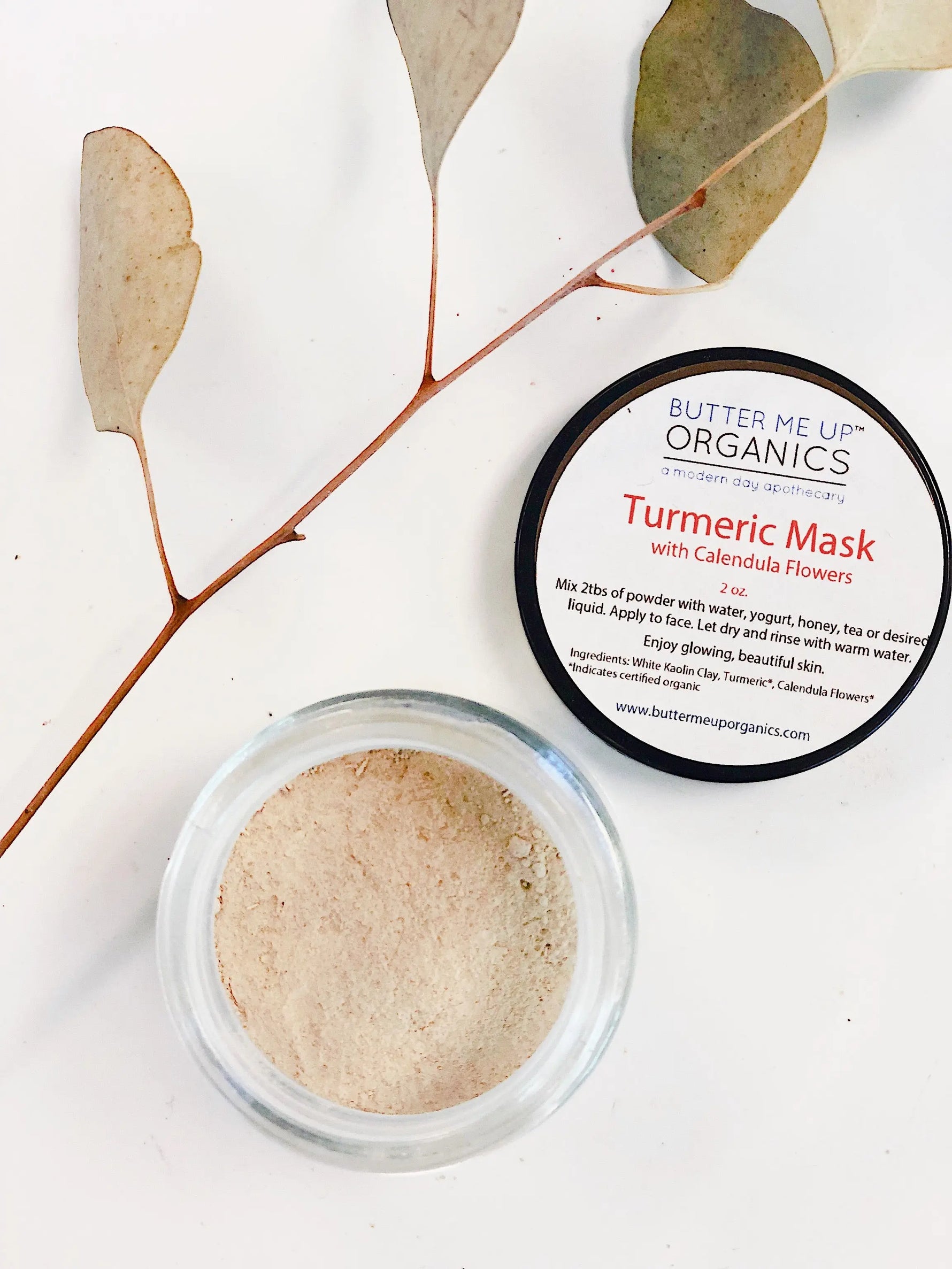 Turmeric Mask With Kaolin Clay And Calendula 2oz Jar For Skin Detox Butter Me Up Organics 