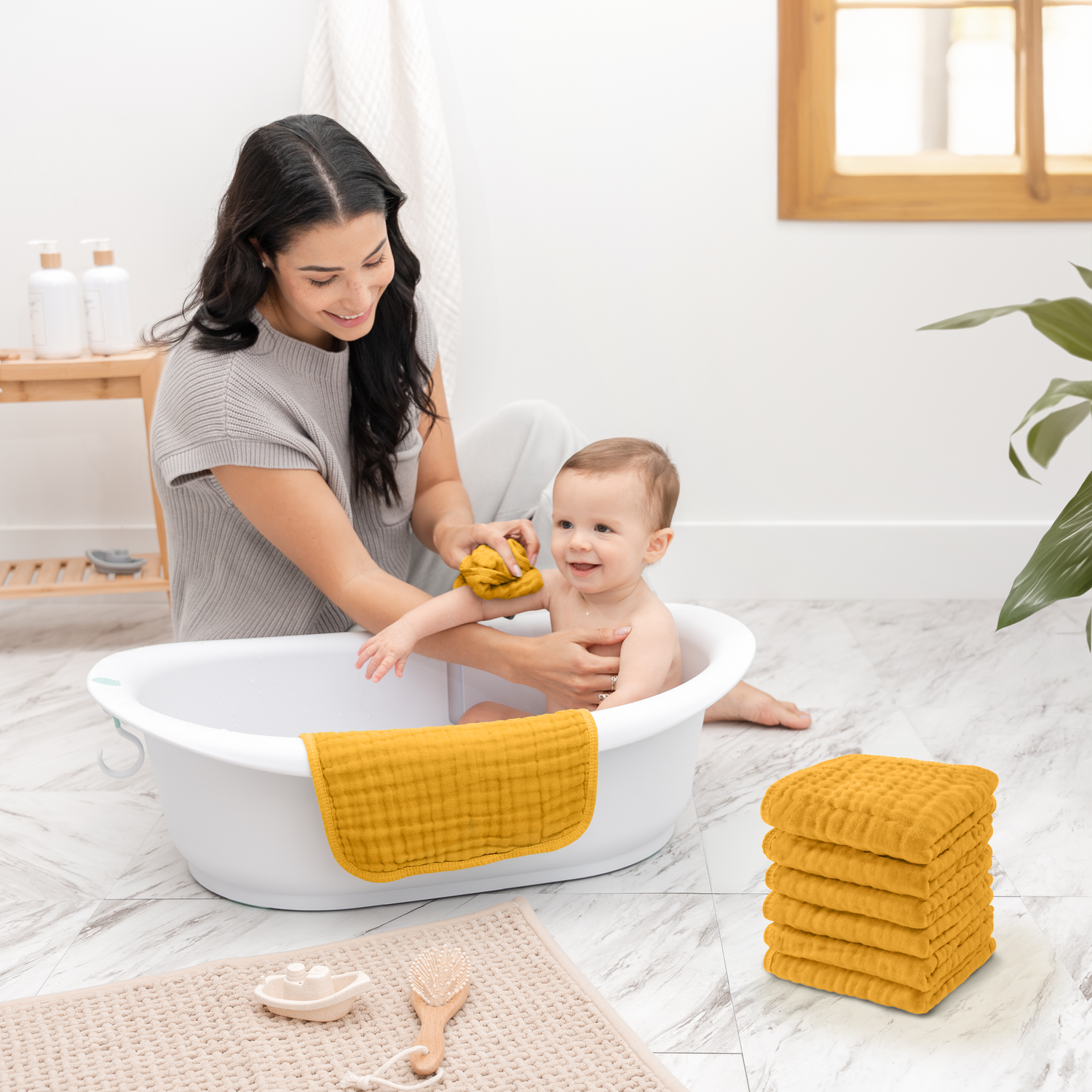 Turmeric Muslin Washcloths For Baby Bath By Comfy Cubs Comfy Cubs Everetts Place: Online Boutique