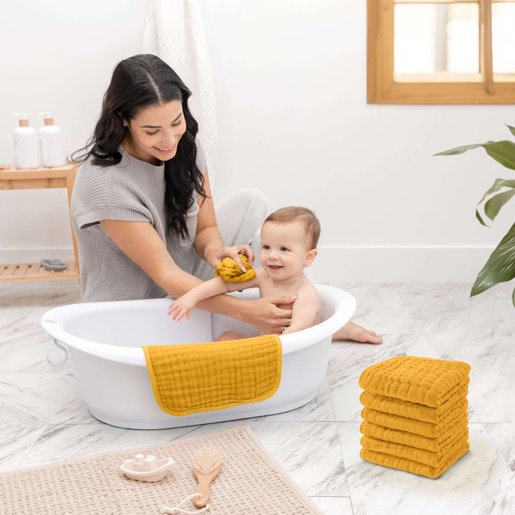 Turmeric Muslin Washcloths For Baby Bath By Comfy Cubs Comfy Cubs Everetts Place: Online Boutique