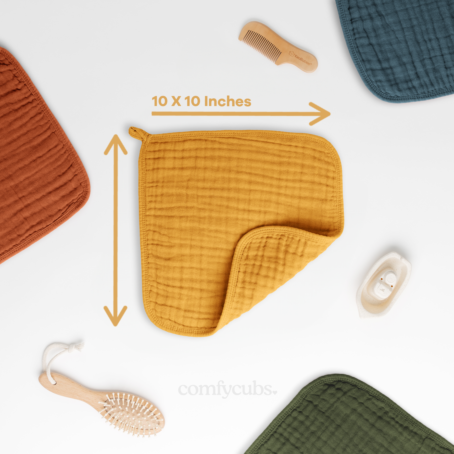 Turmeric Muslin Washcloths For Baby Bath By Comfy Cubs Comfy Cubs Everetts Place: Online Boutique