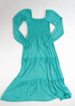 Bubble Baby Turquoise | Adult Long Sleeve Smocked Dress - 