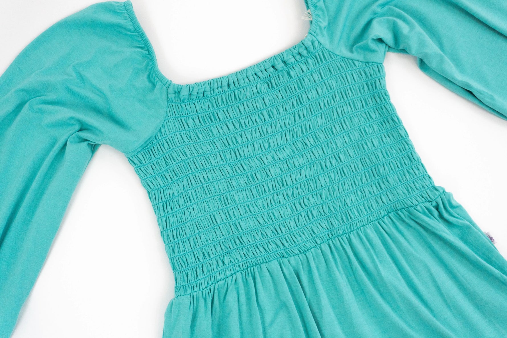 Bubble Baby Turquoise | Adult Long Sleeve Smocked Dress - 