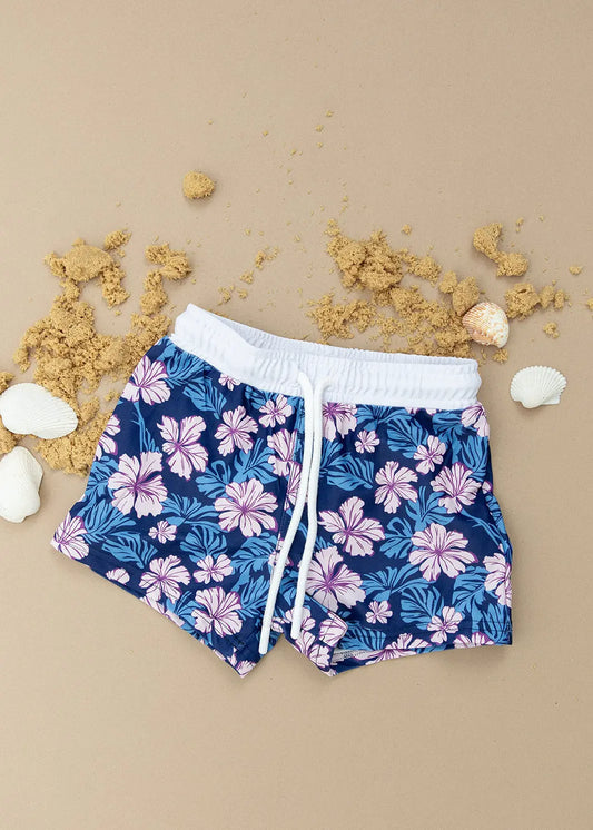 Twilight Blossoms Floral Swim Shorts For Boys Quick Dry Charlie Lou Baby Everetts Place: Online Boutique