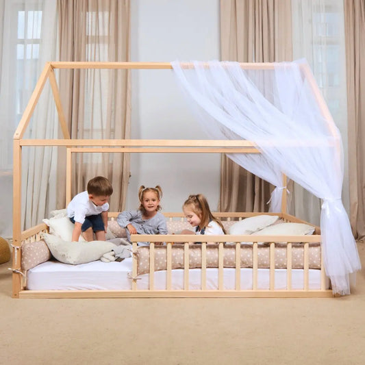Twin Size Montessori House Bed for Kids with Fence Goodevas Everetts Place: Online Boutique 429.00