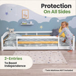 Twin Size Montessori-Inspired Floor Bed with Safety Guardrails for Kids by Ocodile.com