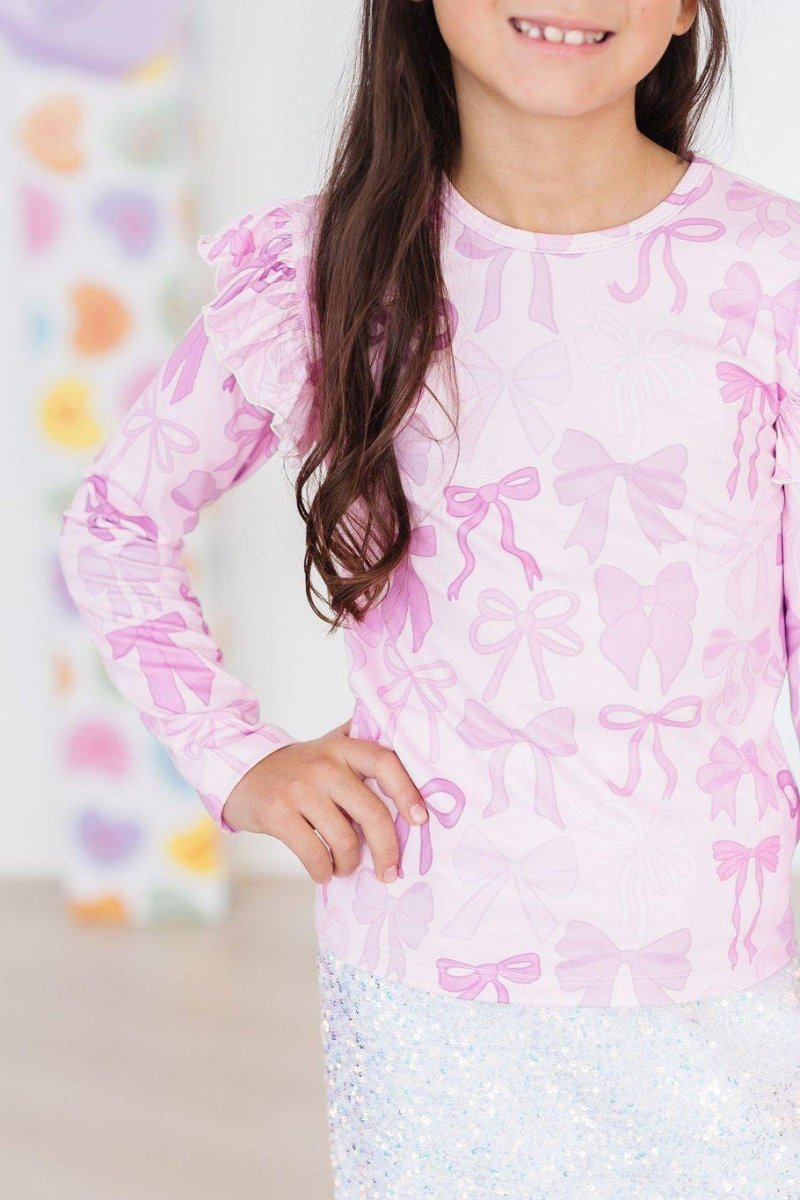 Twinkle Ties Long Sleeve Ruffle Tee For Girls Mila Rose - Everetts Place Boutique - 