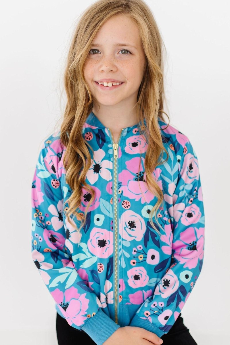 Twirling In Teal Satin Jacket Mila And Rose For Girls - Everetts Place Boutique - 
