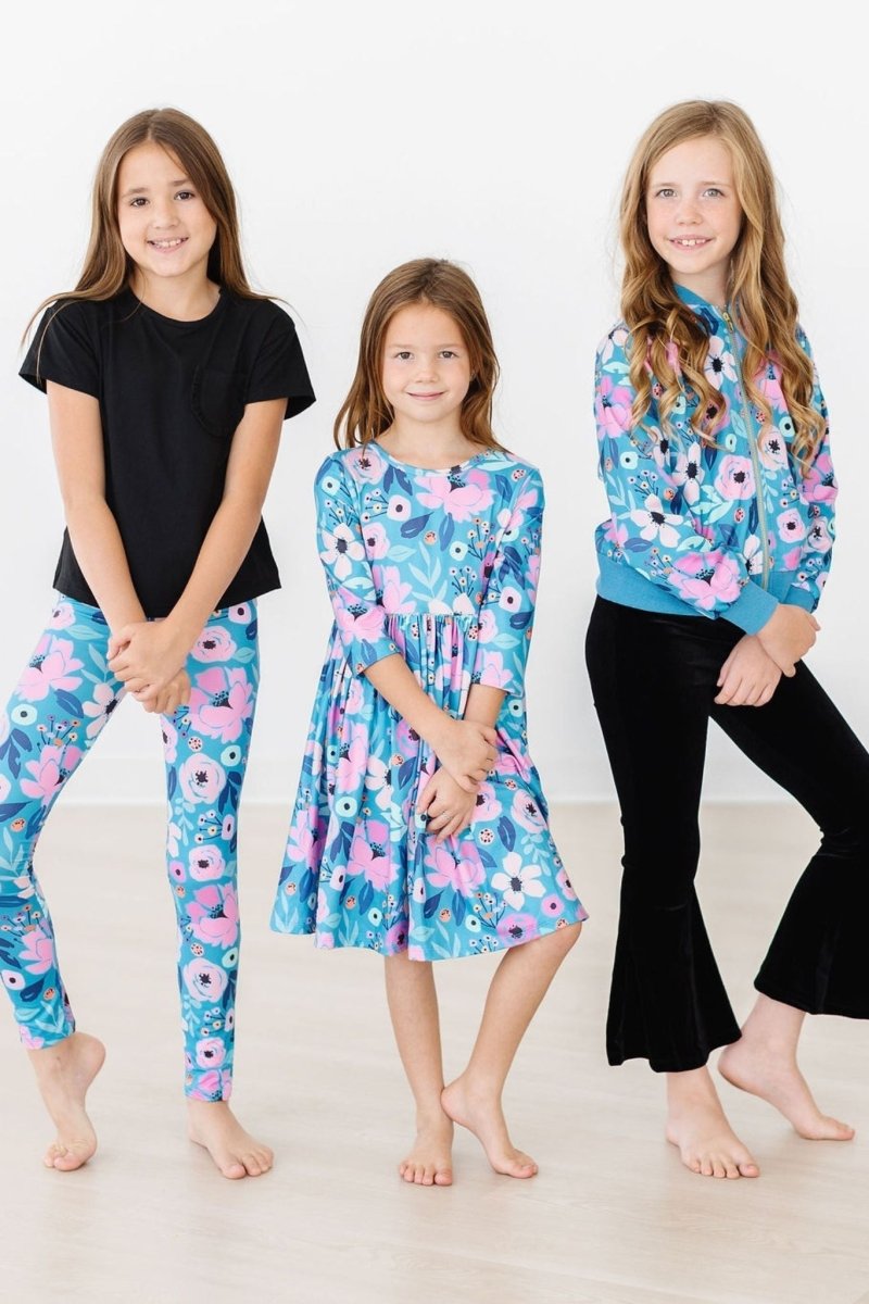 Twirling In Teal Satin Jacket Mila And Rose For Girls - Everetts Place Boutique - 